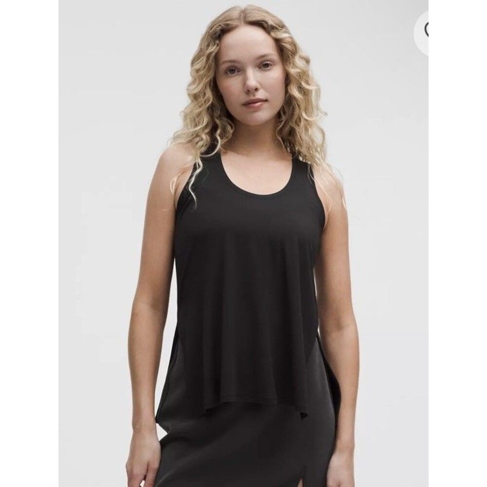 Lululemon Sz 10 Black SilkAppeal Side-Slit Tank Top